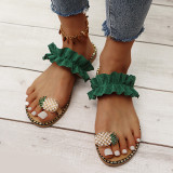 Women's Summer Slip-On Lace Pineapple Flat Plus Size Sandals