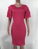 Modisches, einfarbiges, schmales, figurbetontes Midi-Kleid für Damen