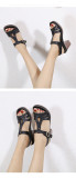 Women metal buckle car stitching sandals thick high-heeled comfortable sandals