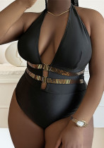 Sexy Damen-Bikini mit tiefem V-Ausschnitt und einteiliger Badebekleidung