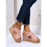 Women Summer Peep-Toe Wedge Open Toe Buckle Strap Roman High Heel Sandals