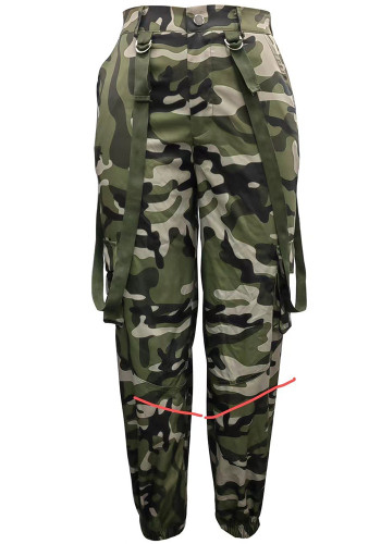 Pantalon cargo d'été pour femmes avec bande de camouflage