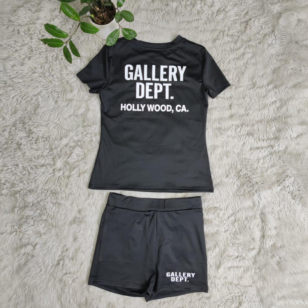 Women Clothing Summer Black Print Round Neck Short Sleeve Top and Shorts Two -Piece Set - The Little Connection