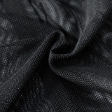 Black Patchwork Flower Steel Ring Wrapped Breast Fishbone Slim Small Vest Women