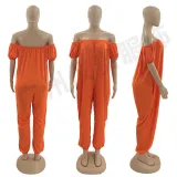 Women's Solid Color Loose Long Length Short Sleeve Jumpsuit Women's Bodysuit