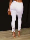 Ripped Ripped Stretch Denim Tight Pants Women