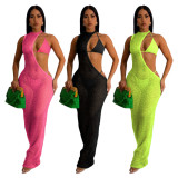 Sexy Beach Style Women's Net Dress with Rope Top Three-Piece