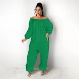 Women's Solid Color Loose Long Length Short Sleeve Jumpsuit Women's Bodysuit
