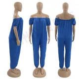 Women's Solid Color Loose Long Length Short Sleeve Jumpsuit Women's Bodysuit