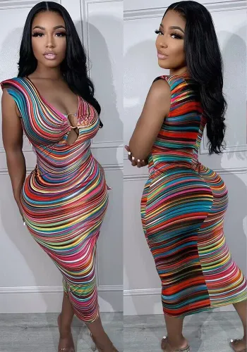 Summer Women's Digital Printing Sleeveless Sexy Dress