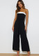 Women's Jumpsuit Fashion Colorblock Strapless Slim Waist Long Romper