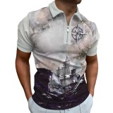 Men'S Turndown Collar Summer Regular Casual Short Sleeve Zipper Summer Polo Shirt