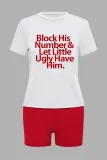 Ladies Summer Style Letter Print Casual Two-Piece T-Shirt Shorts Set