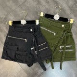 Trendy Cropped Multi Pocket Cargo Shorts Slim Waist Slim Fit Summer Loose Denim Shorts
