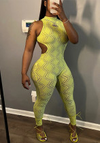 Tuta fitness sportiva da donna senza maniche senza maniche con scollo all'americana
