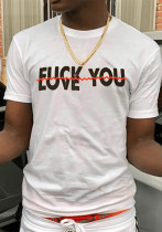 Camiseta masculina de manga curta com estampa de letras