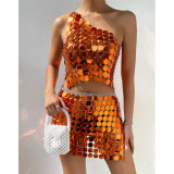 Women Sexy Sequin Top and Skirt Two-Piece Set