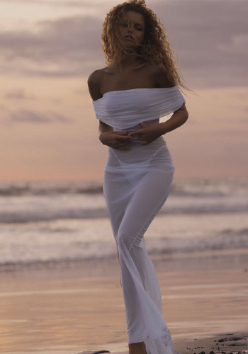 Kadın Yazlık Off Omuz Mesh See-Through Maxi Elbise