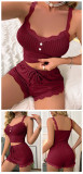 Women Casual lace Lace Camisole Shorts Sexy Two-Piece Set