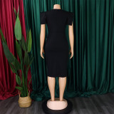 Women Summer Short Sleeve Bodycon Split Dress