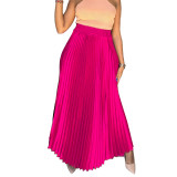 Plus Size Women's High Waisted Chic Elegant A-Line Maxi Pleated Skirt