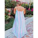 Summer Plus Size Women's Dress Camisole Print chiffon Casual Beach Dress