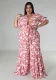 Women's Lace-Up Printed Two-Piece Suit Wide Leg Pants Plus Size