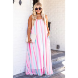 Summer Plus Size Women's Dress Camisole Print chiffon Casual Beach Dress