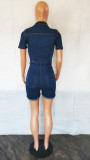 Women's Fashion Denim Women's Fitting Style Folding Denim Jumpsuit