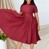 Plus Size Women's Summer Chic Elegant Oversized A-Line Short Sleeve Dress