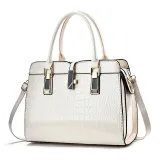 Autumn and Winter Fashion Bright Leather Handbag Large Capacity Crocodile Pattern Shoulder Messenger Bag
