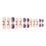 French style American red and blue collocation Xingxingjuezi wearing nails false nails