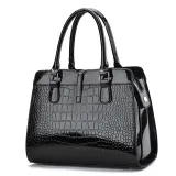 Autumn and Winter Fashion Bright Leather Handbag Large Capacity Crocodile Pattern Shoulder Messenger Bag