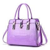 Autumn and Winter Fashion Bright Leather Handbag Large Capacity Crocodile Pattern Shoulder Messenger Bag