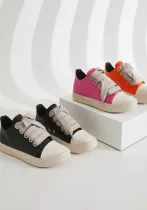 white shoes women's thick laces Style trendy shoes thick bottom candy color women's shoes couple skate shoes