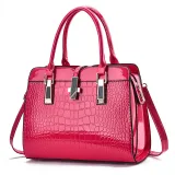 Autumn and Winter Fashion Bright Leather Handbag Large Capacity Crocodile Pattern Shoulder Messenger Bag