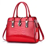 Autumn and Winter Fashion Bright Leather Handbag Large Capacity Crocodile Pattern Shoulder Messenger Bag