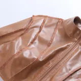 short coat women's spring long-sleeved ultra-short zipper leather coat