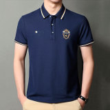 Men's Short Sleeve Business T-Shirts Turndown Collar Embroidered Tops Polo Shirts Casual Shirt