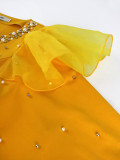 V-Neck Beaded Dress Ladies Boutique Bell Bottom Sleeve Dresses