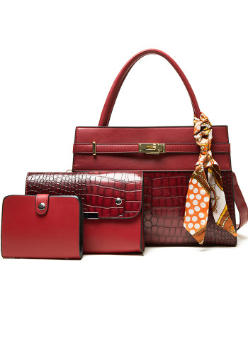 Bolsa carteiro retrô feminina portátil de um ombro com textura de alta qualidade padrão crocodilo bolsa combinada de três peças