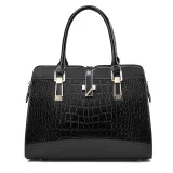 Autumn and Winter Fashion Bright Leather Handbag Large Capacity Crocodile Pattern Shoulder Messenger Bag