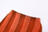 Summer Women's Sexy Hollow Contrast Color Strapless Tank Top High Waist Bodycon See-Through Skirt Set