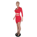 Women Fashion Sexy Solid Color Cutout Irregular Bodycon Dress