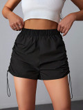Women's Solid Drawstring Elastic Sports Casual Elastic Waist Cargo Shorts