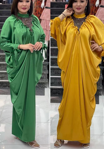 Casual color sólido musulmán Abaya africano damas vestido de talla grande
