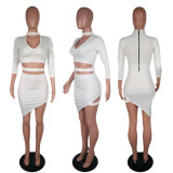 Women Fashion Sexy Solid Color Cutout Irregular Bodycon Dress