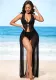 Smr1 Sexy Fashion Sleeveless Slit Mesh Women's Beach Dress