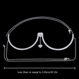 Body Accessories Double Heart Rhinestone Pendant Chest Support Ladies Fashion Body Chain Jewelry Chain