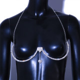 Body Accessories Double Heart Rhinestone Pendant Chest Support Ladies Fashion Body Chain Jewelry Chain